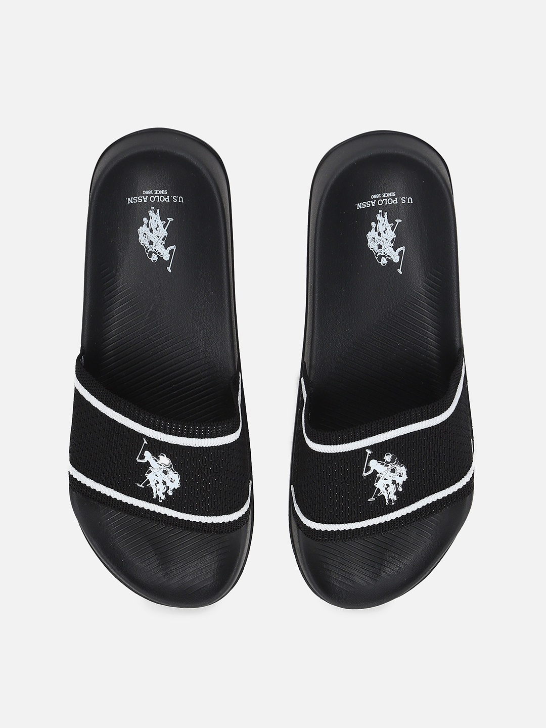 

U.S. Polo Assn. Men Black Solid Sliders