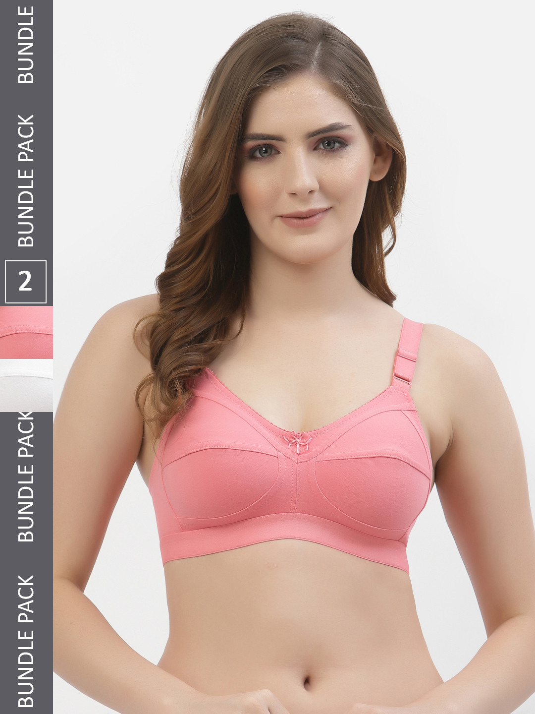 

Floret Black & White Set of 2 Solid Everyday Bra T3061_Black-White_30B-Black