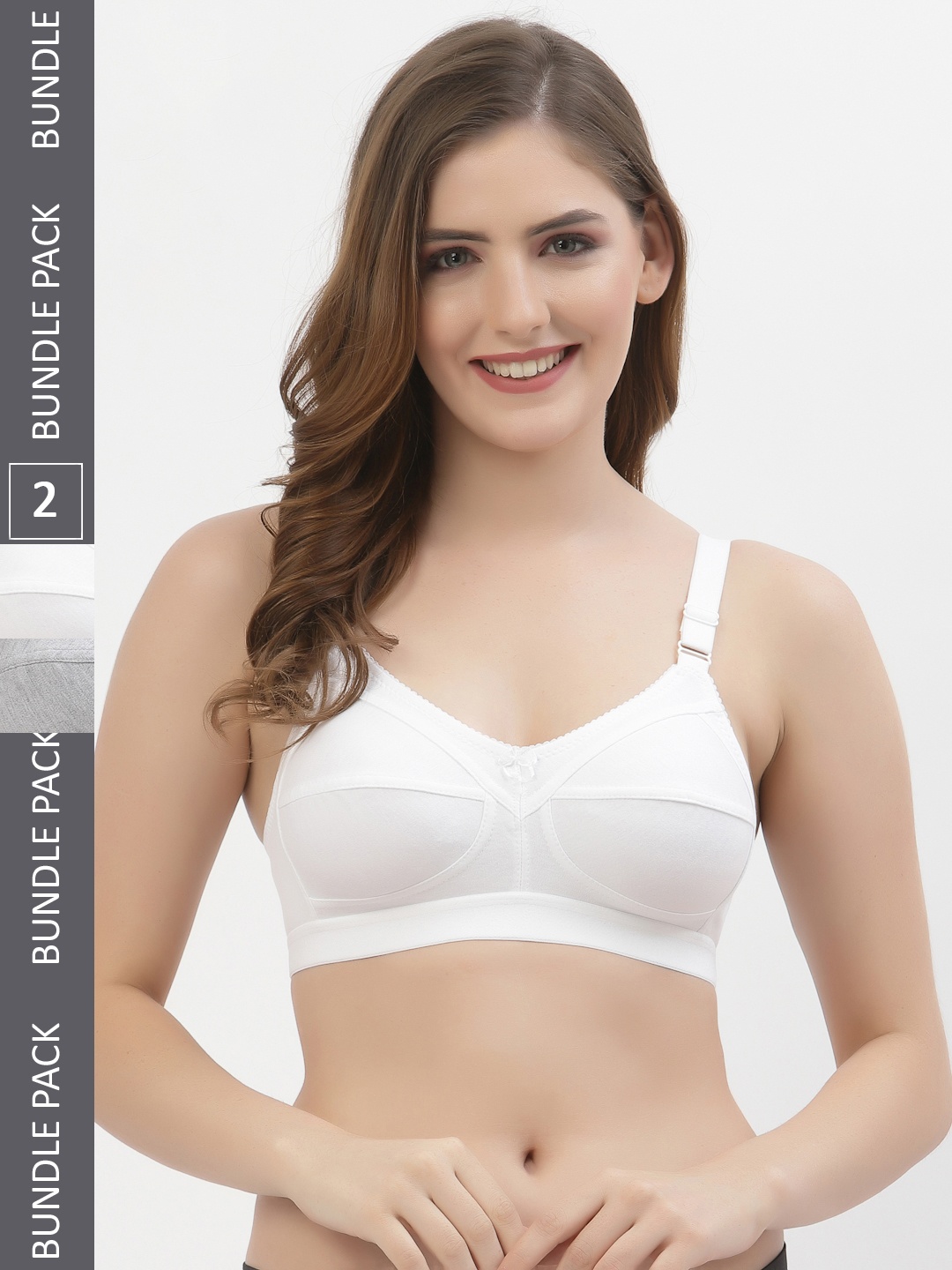 

Floret Pack of 2 Solid Non-Wired Non Padded Everyday Bras T3061, White