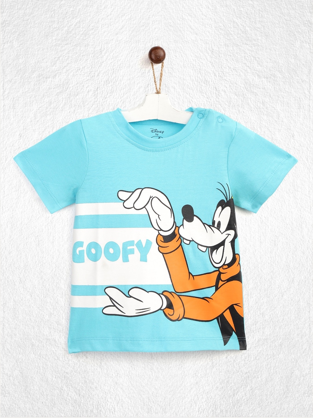 

YK Disney Infant Boys Blue White Goofy Print Round Neck Pure Cotton T-shirt