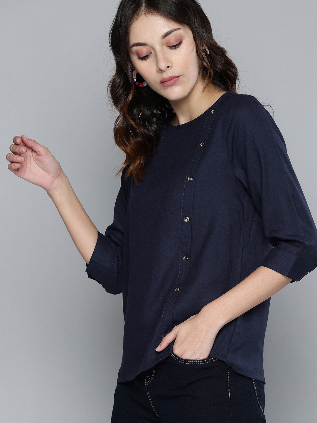 

Chemistry Women Navy Blue Solid Top