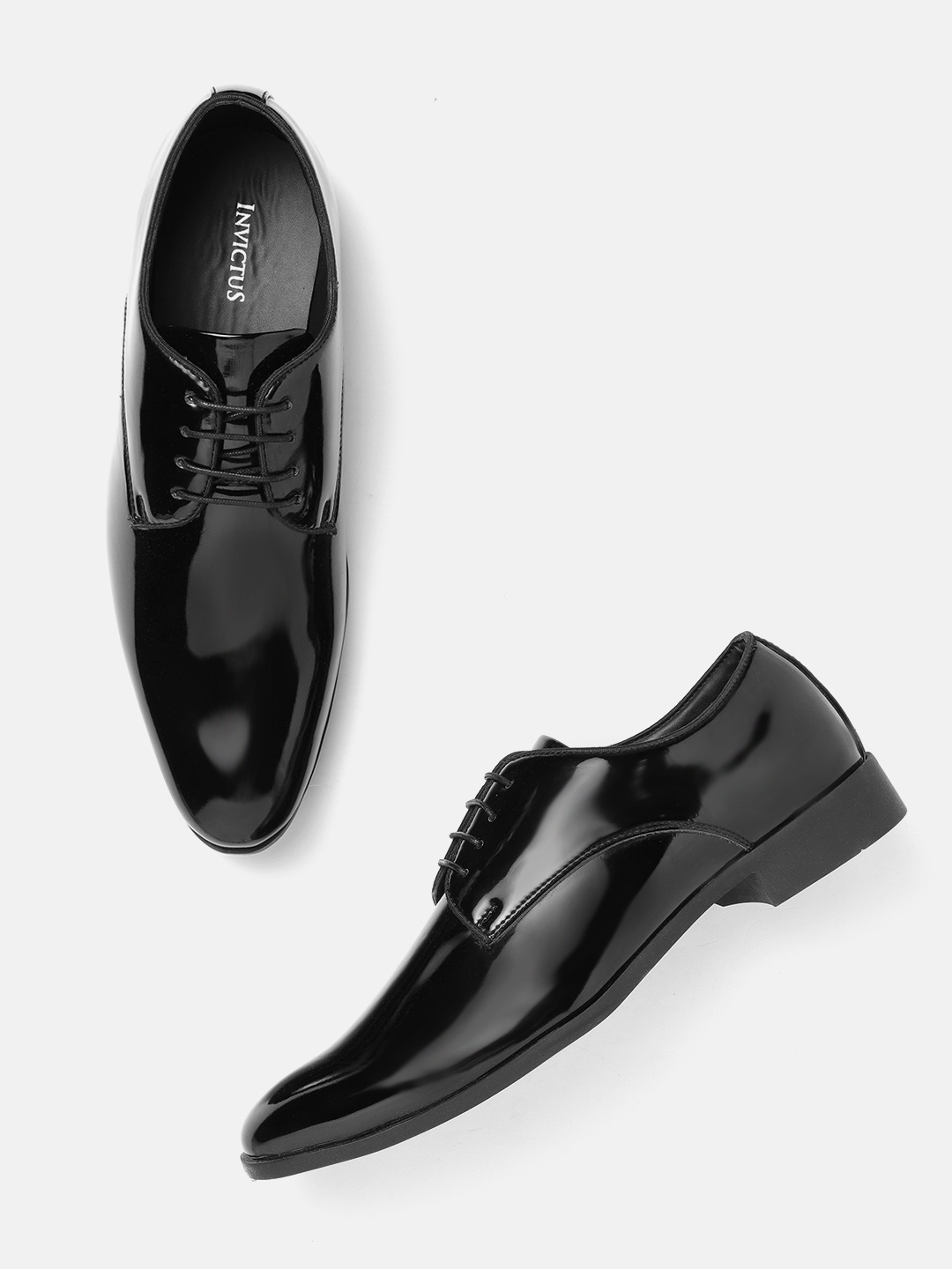 

INVICTUS Men Black Patent Finish Party Derbys