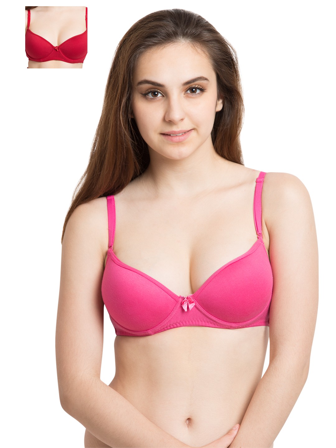 

Tweens Pack of 2 Half Cup T-shirt Bras TW-1704, Pink