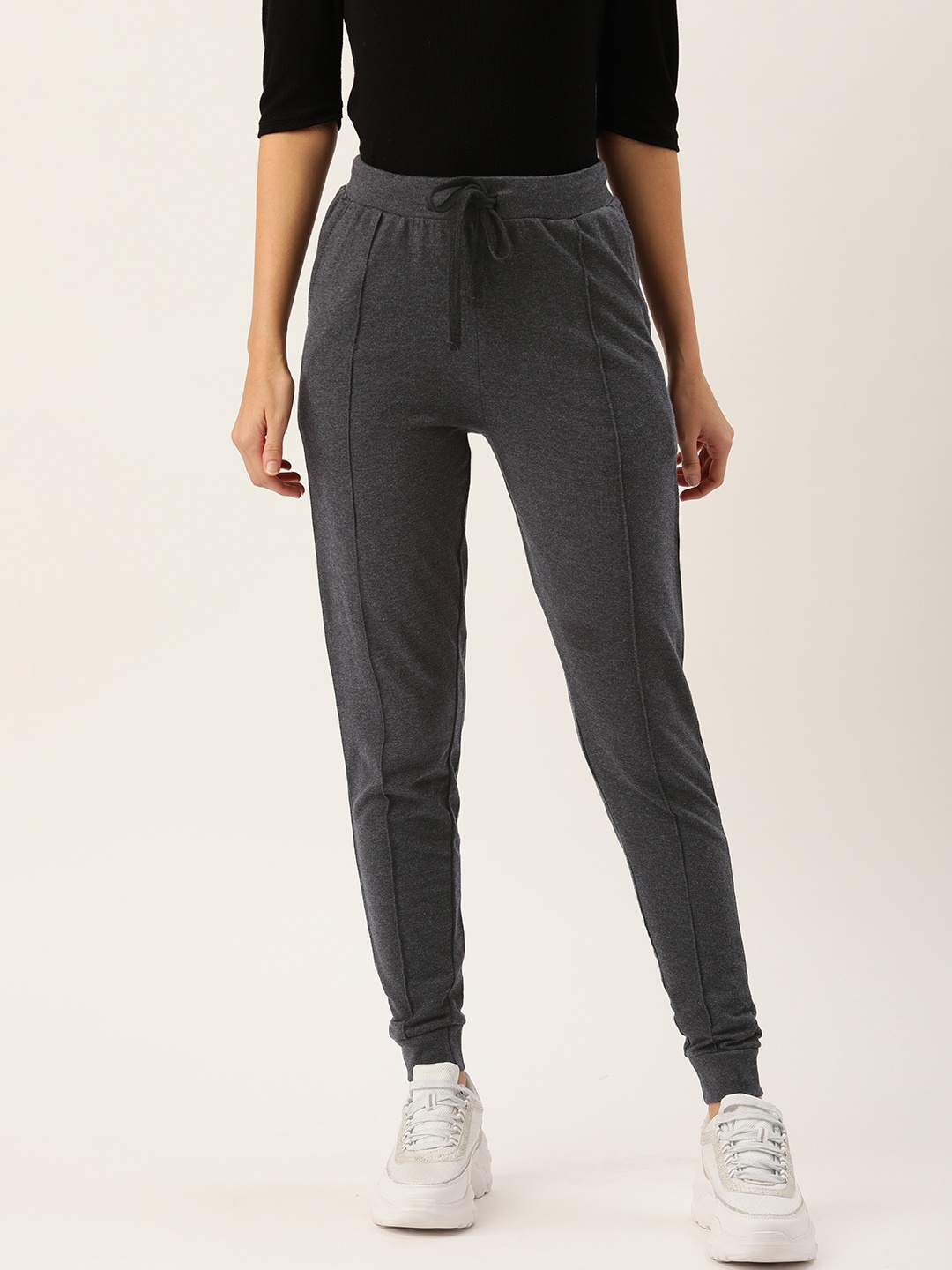 

Flying Machine Women Charcoal Grey Solid Joggers