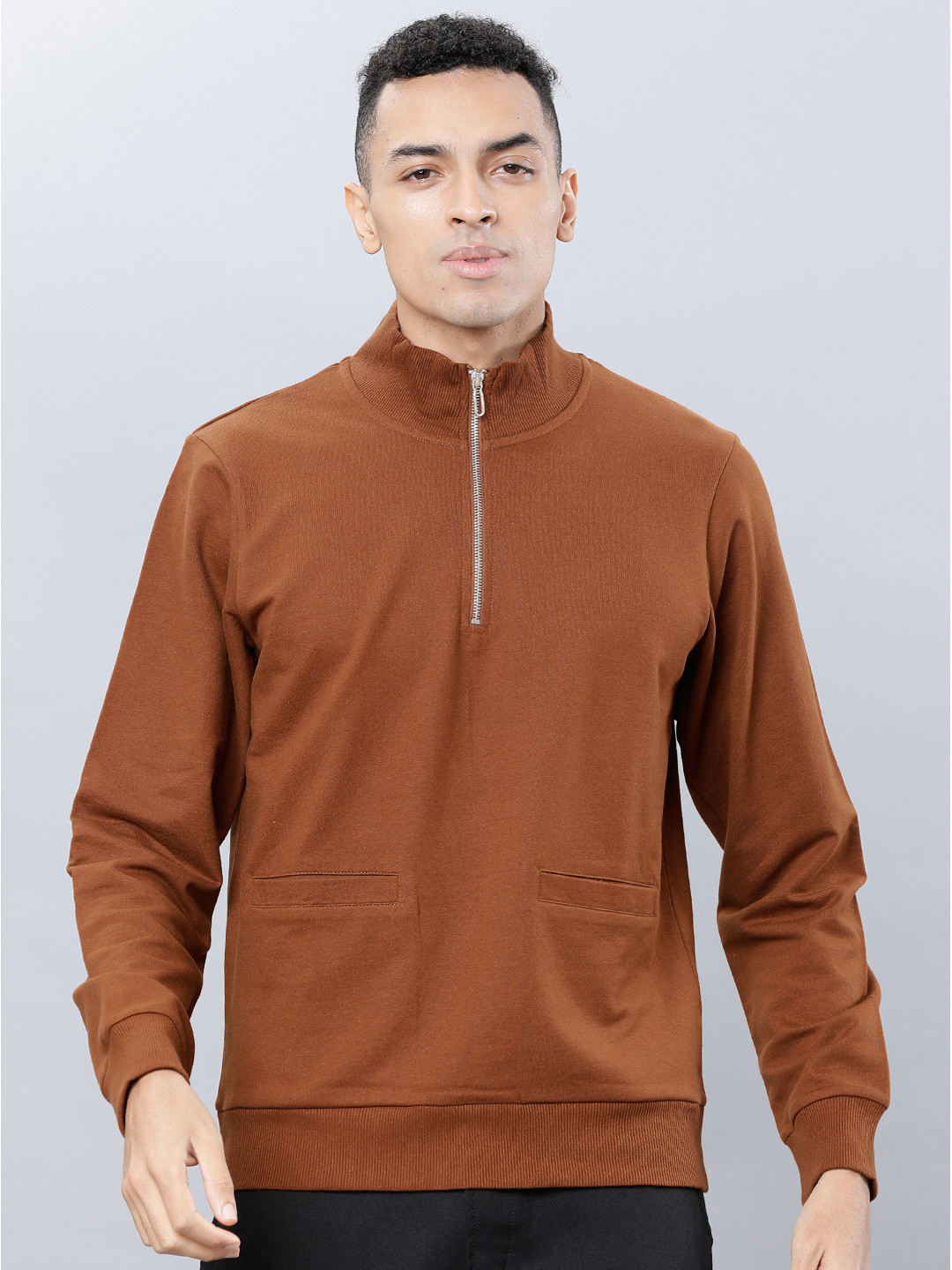 

HIGHLANDER Men Brown Solid Sweatshirt