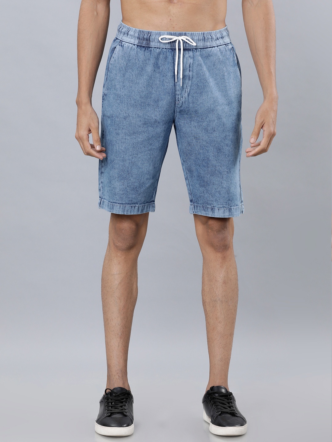 

HIGHLANDER Men Blue Washed Slim Fit Denim Shorts