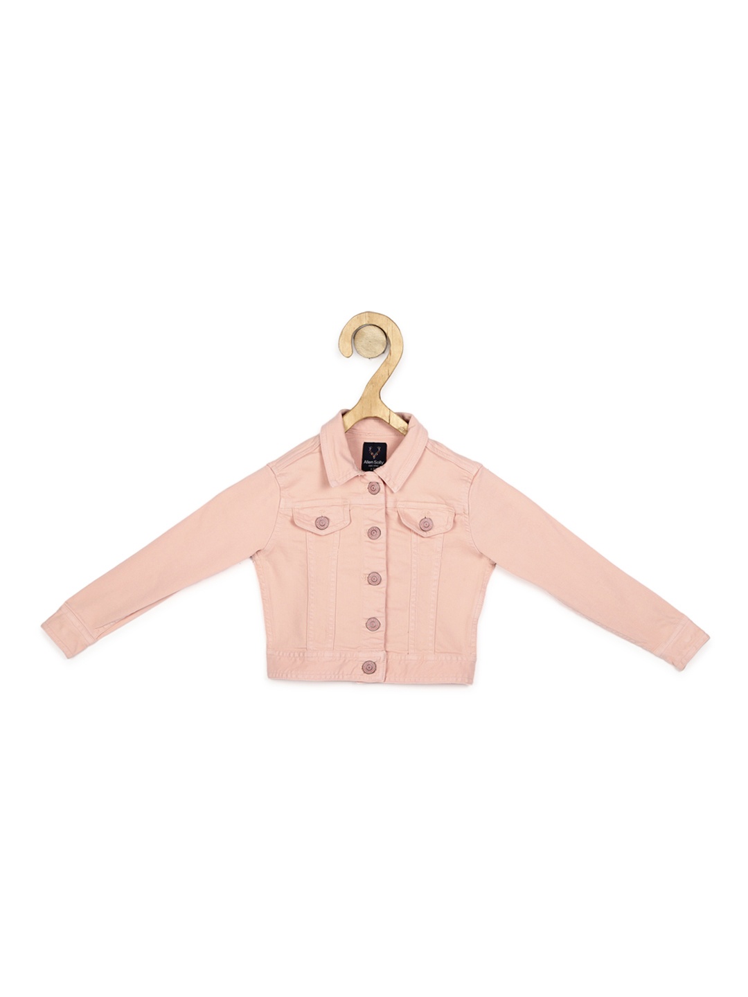 

Allen Solly Junior Girls Pink Solid Denim Jacket