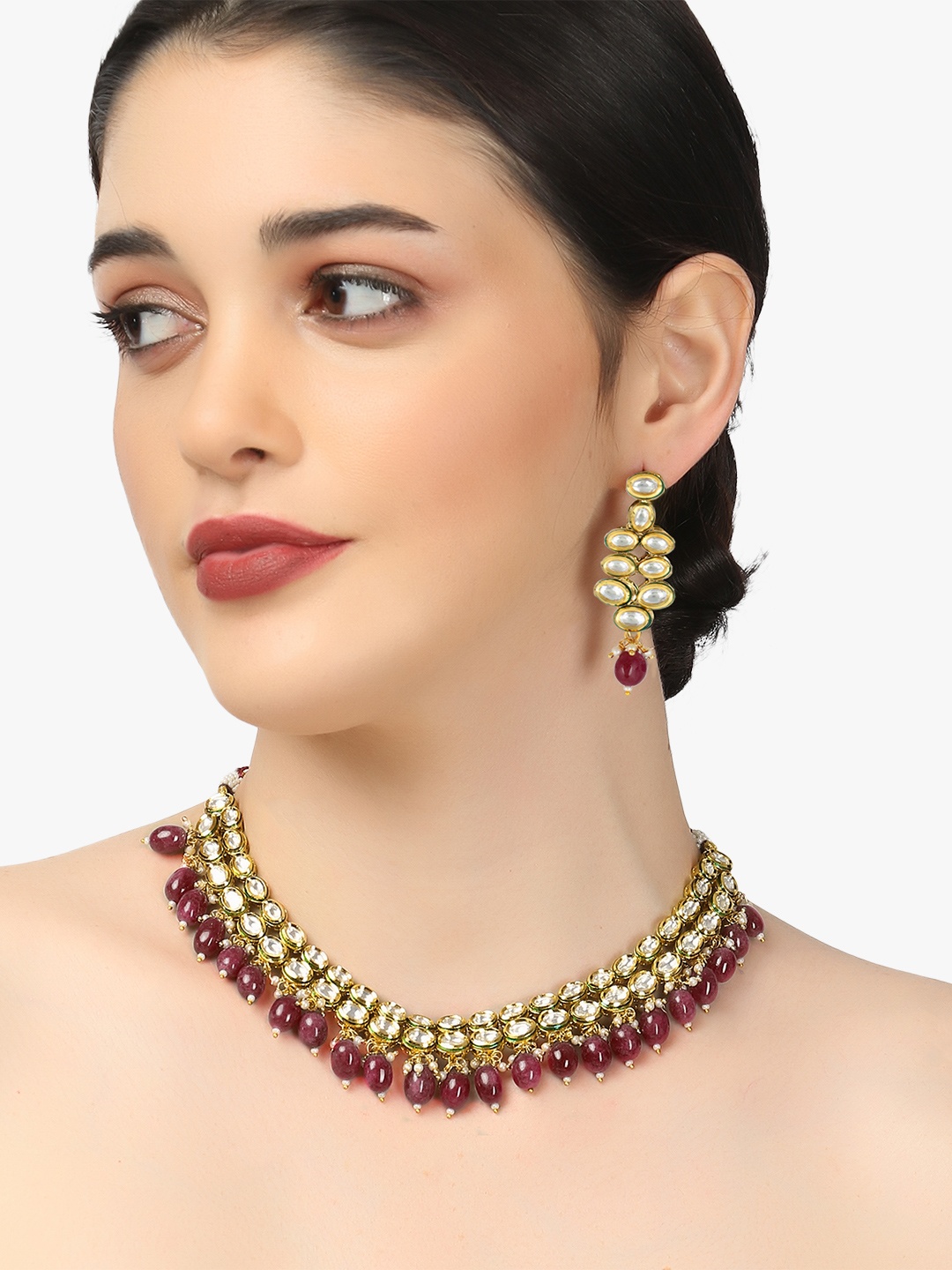 

Adwitiya Collection 24kt Gold-Plated Kundan Jewellery Set