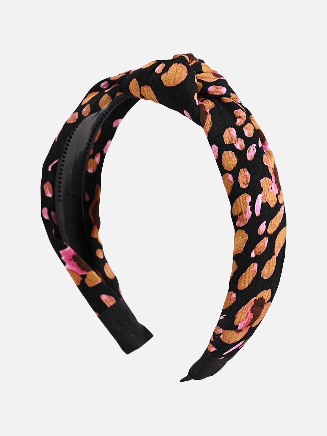 

BuckleUp Women Black & Beige Printed Knot Style Hairband
