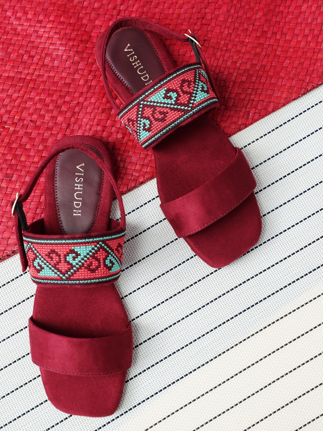 

Vishudh Women Maroon Solid Open Toe Flats
