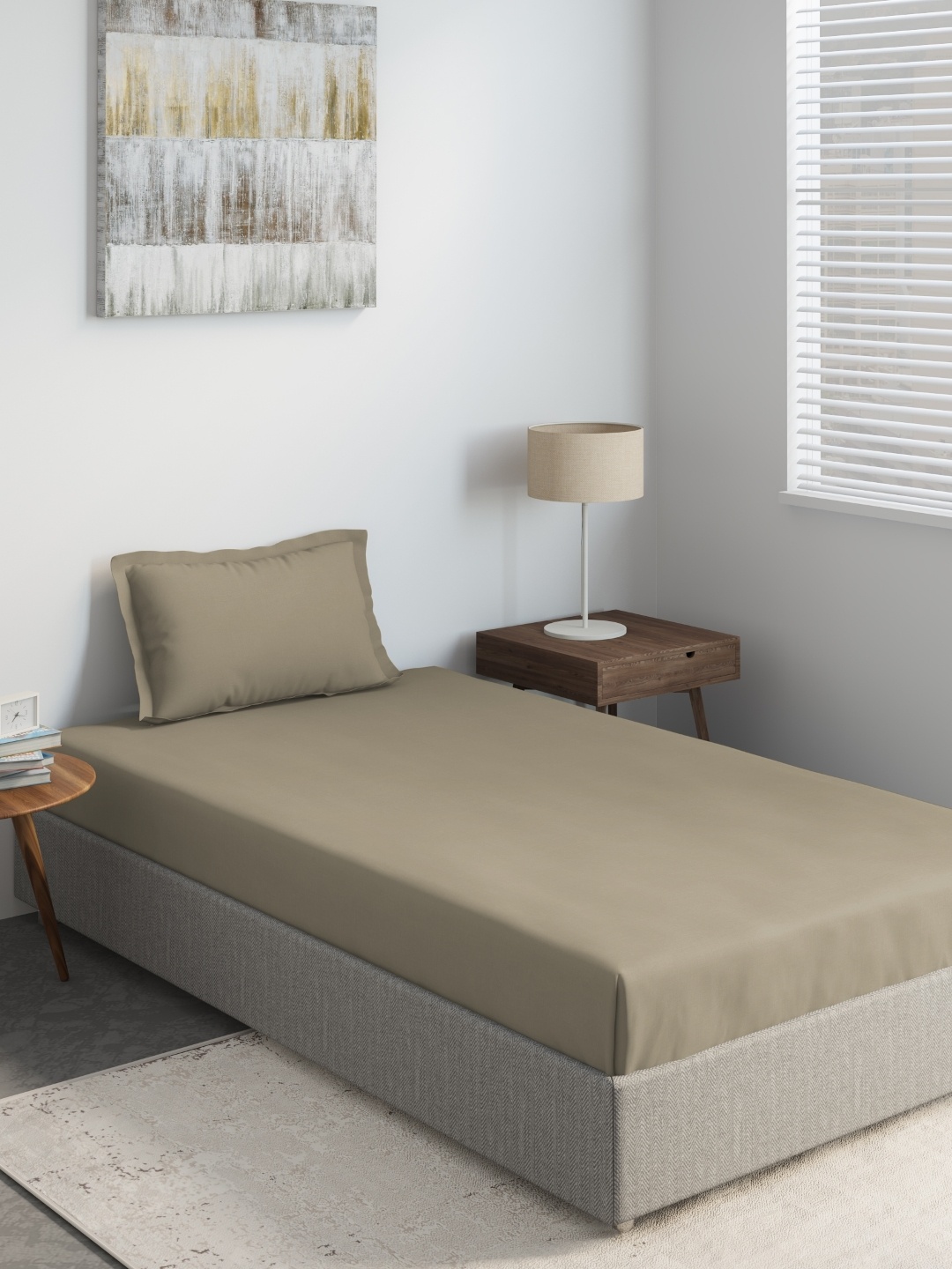 

DDecor Brown Solid 140 TC Single Bedsheet With 1 Pillow Cover