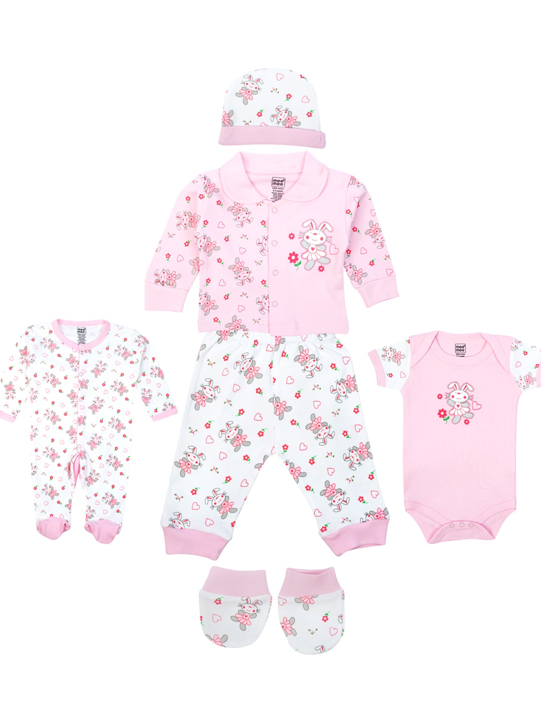 

MeeMee Infants 7 Piece Printed Clothing Set, Pink