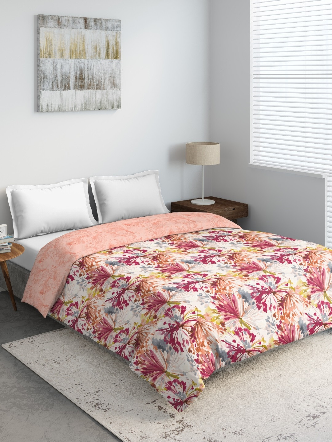 

DDecor Pink & Peach-Coloured Printed Mild Winter 233 GSM Double Bed Comforter