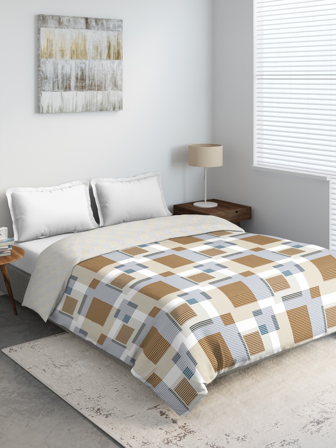 

DDecor Brown & Grey Checked Double Comforter