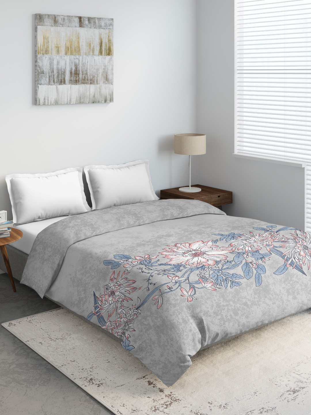 

DDecor Grey & Blue Printed 233 GSM Mild Winter Double Bed Comforter