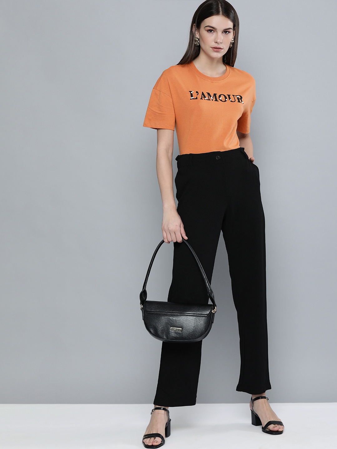 

Chemistry Women Orange Printed Round Neck T-shirt