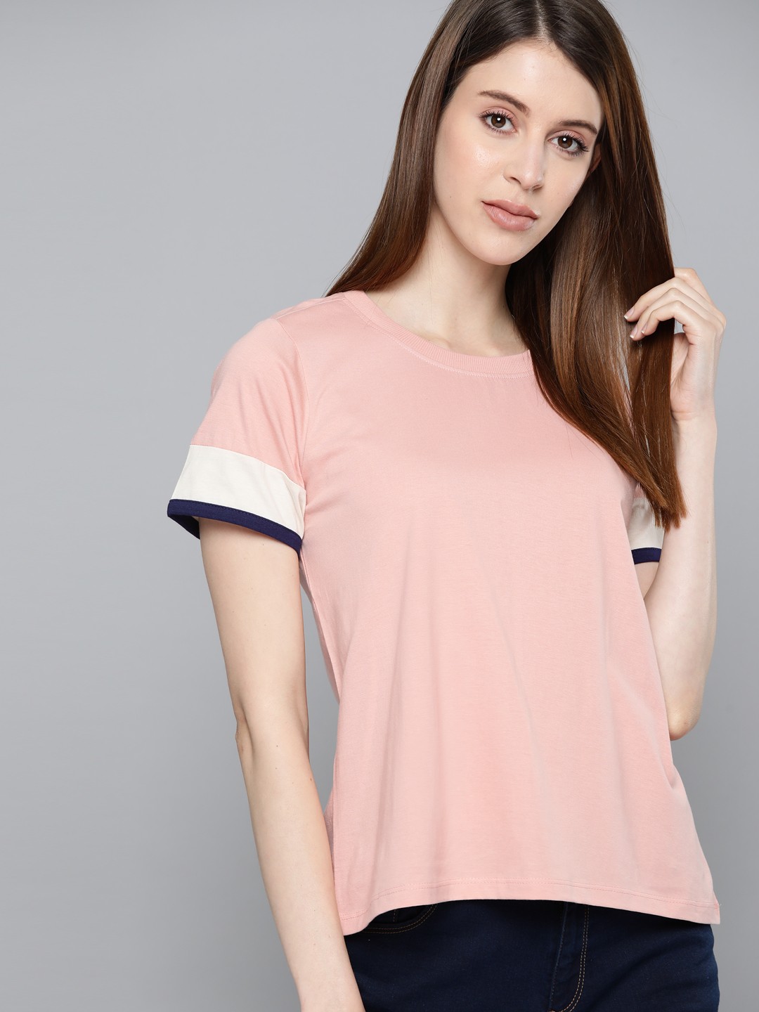 

Chemistry Women Pink Solid Pure Cotton Round Neck T-shirt