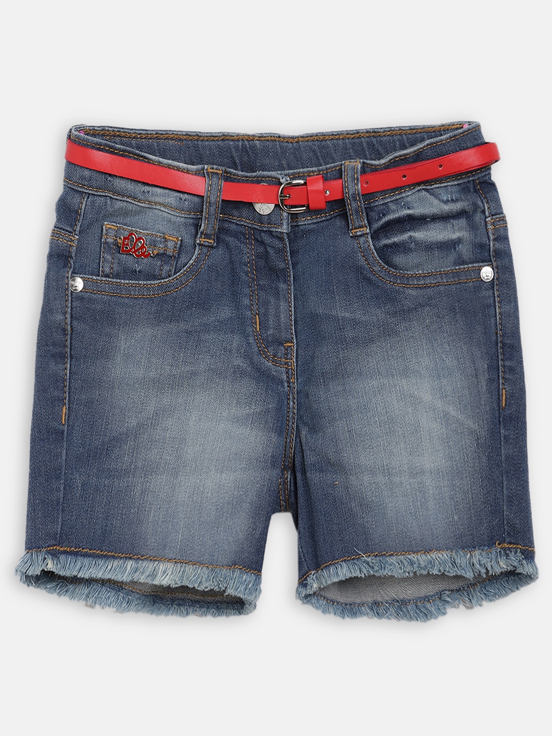 

ELLE Girls Blue Washed Regular Fit Denim Shorts