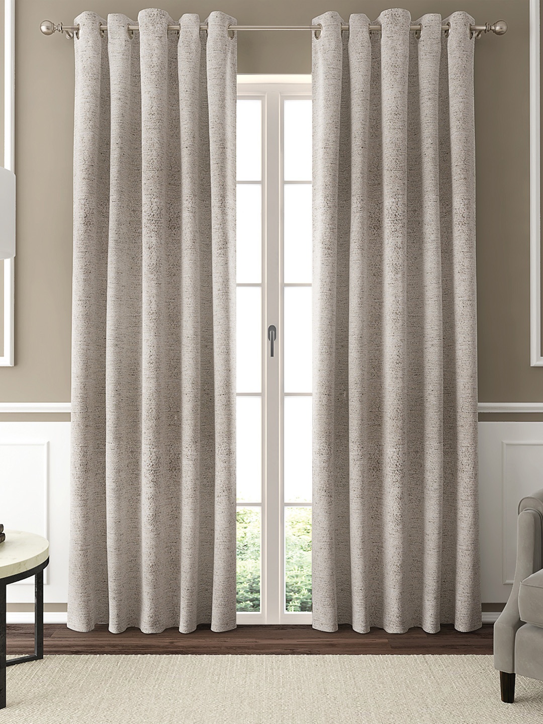 

GM Set Of 2 Beige Self Design Door Curtains