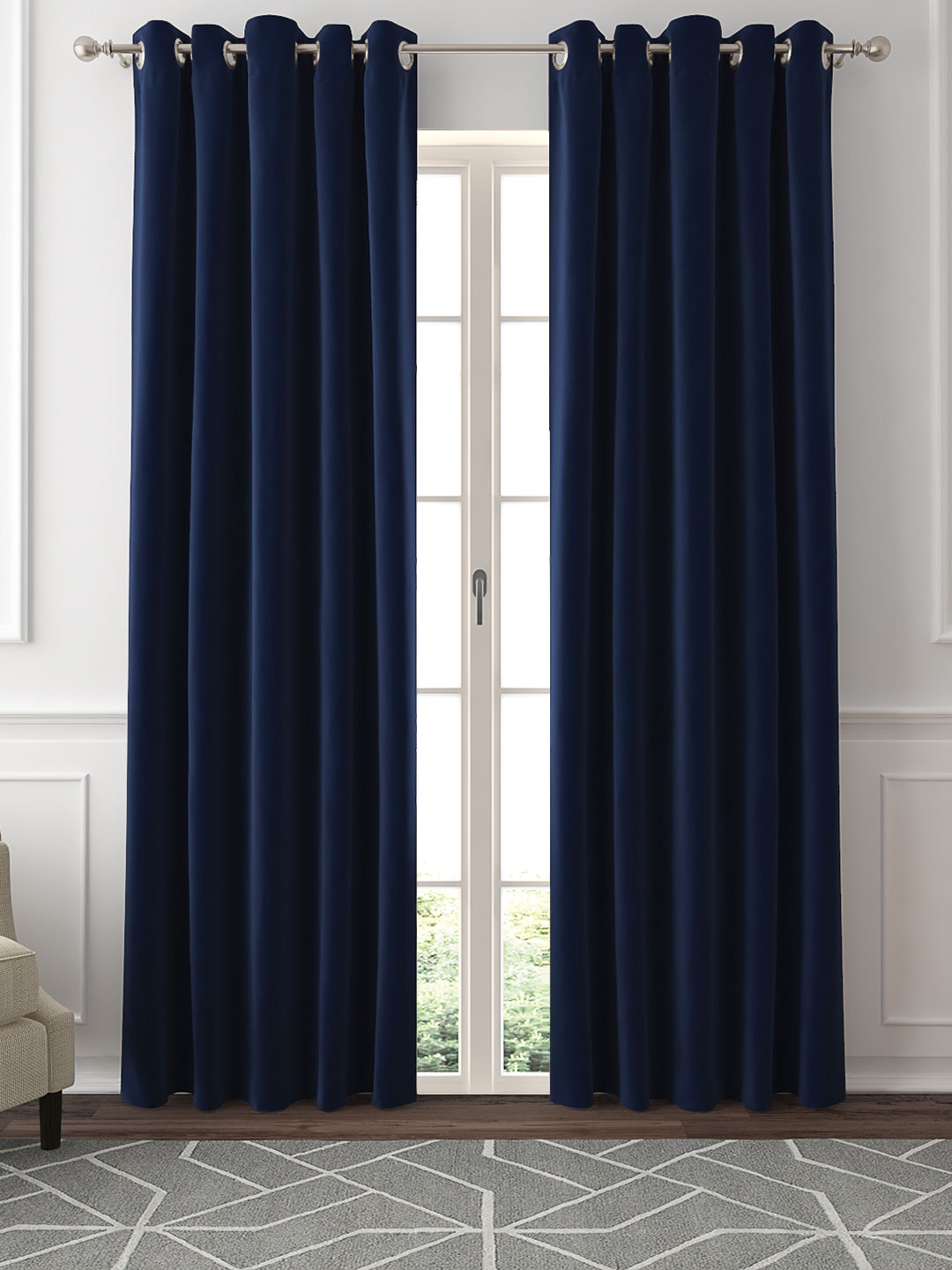 

GM Set of 2 Navy Blue Solid Door Curtains