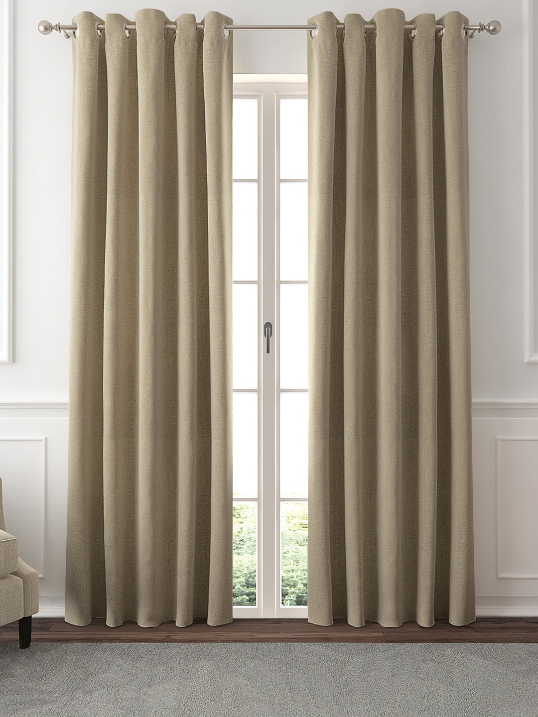

GM Set of 2 Beige Solid Room Darkening Door Curtains