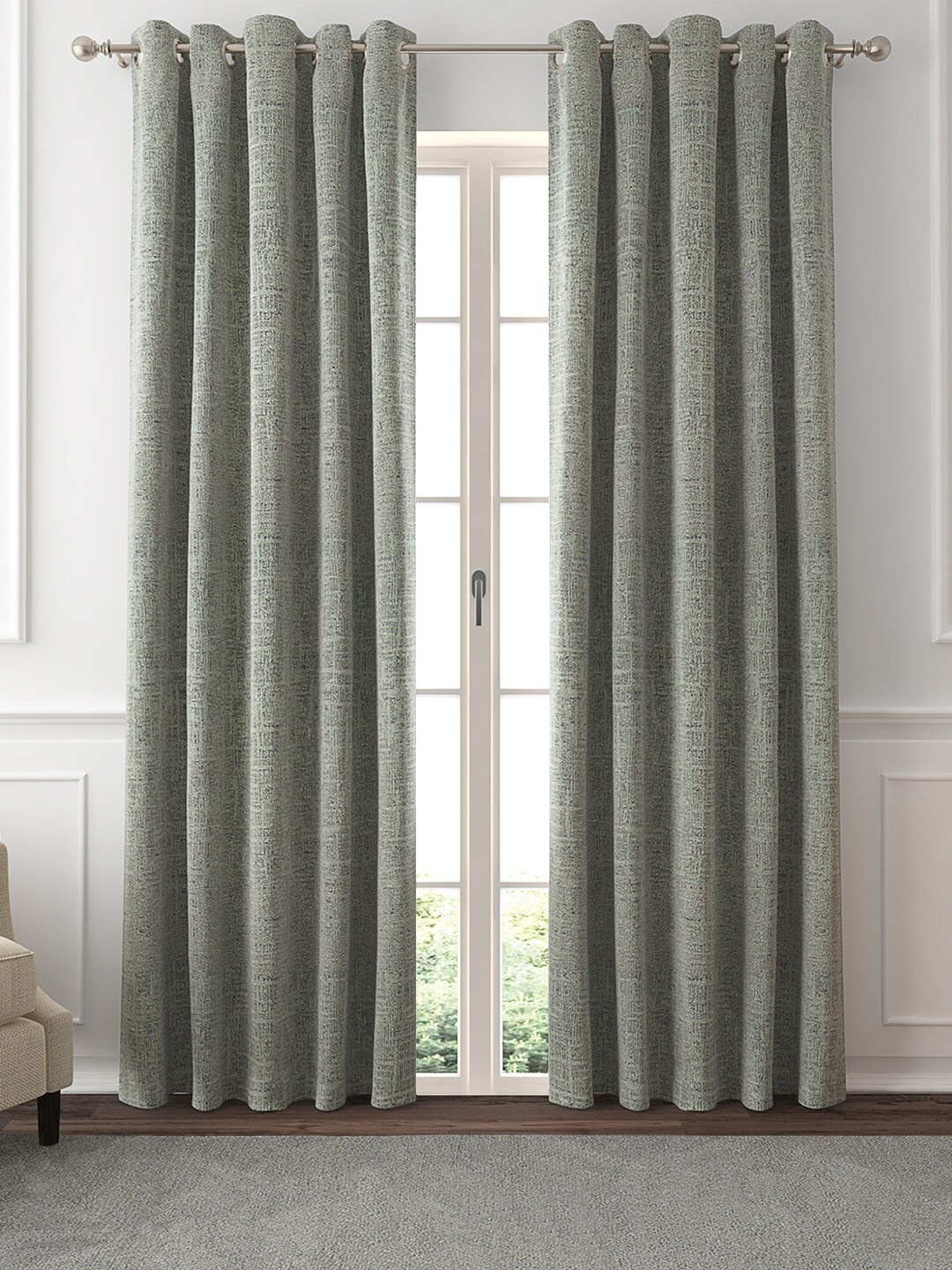 

GM Set of 2 Grey Self Design Room Darkening Door Curtains
