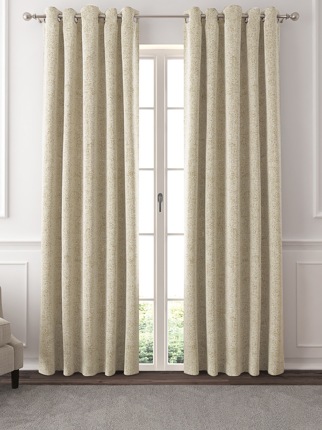 

GM Set of 2 Beige Self Design Door Curtains