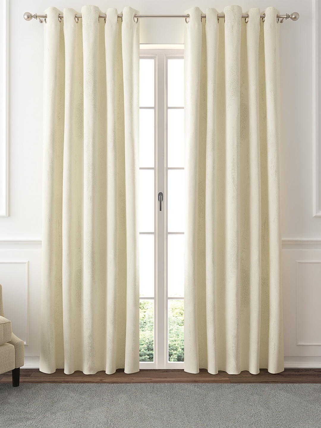 

GM Cream-Coloured Set of 2 Door Curtains