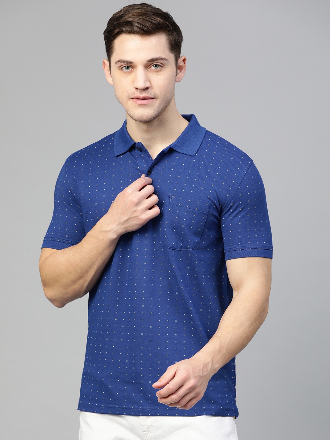 

Allen Solly Men Blue Printed Polo Collar T-shirt