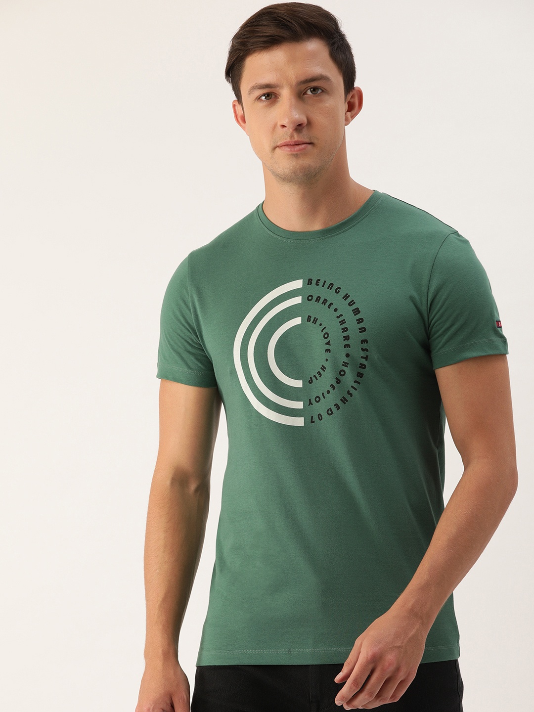 

Being Human Men Green Printed Round Neck Pure Cotton T-shirt