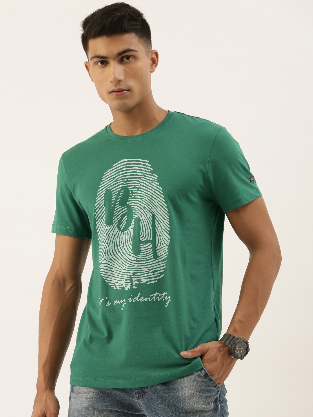 

Being Human Men Green Printed Round Neck Pure Cotton T-shirt