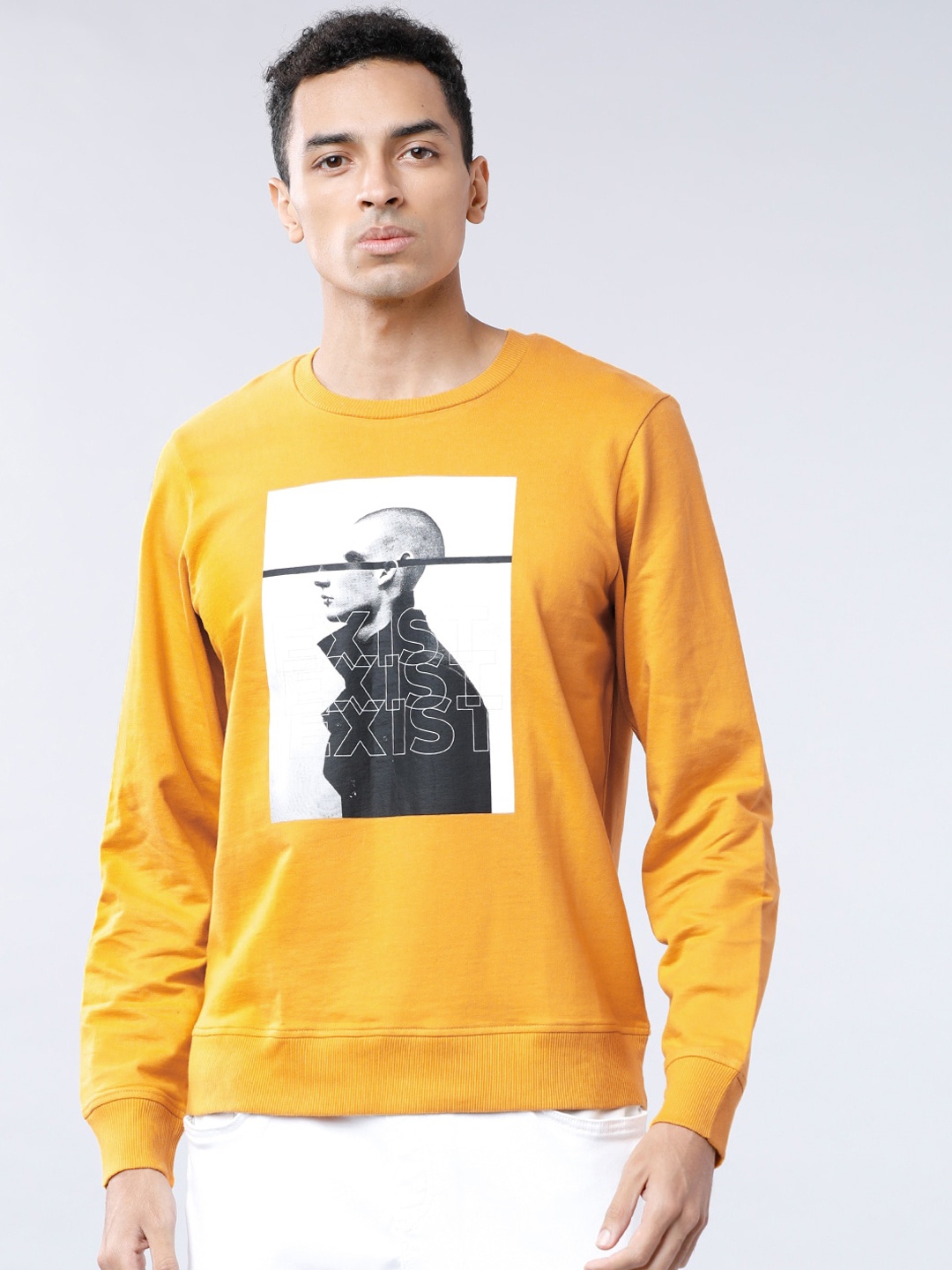 

LOCOMOTIVE Men Mustard Yellow Printed Sweatshirt