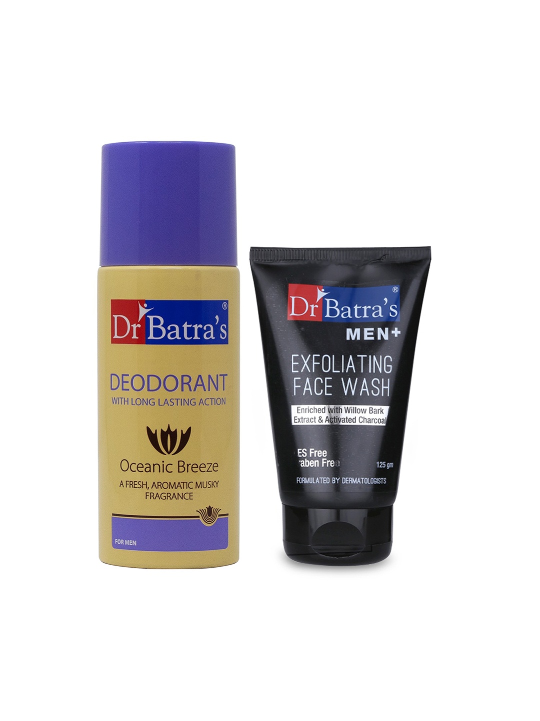 

Dr. Batras Men Exfoliating Face Wash 125g & Deodorant For Men 100g, Transparent