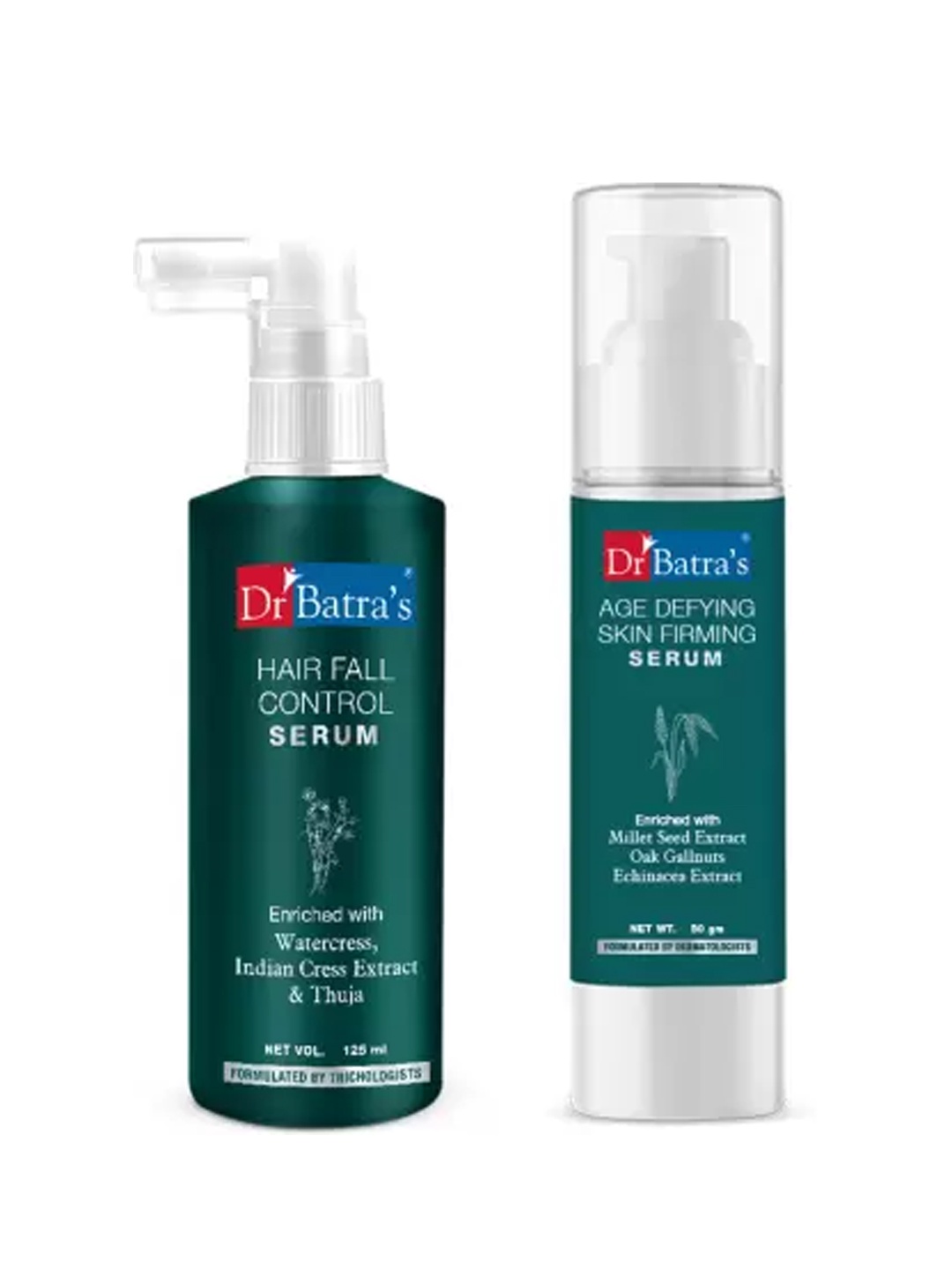 

Dr. Batras Hair Fall Control Serum 125ml & Age Defying Skin Firming Serum 50g, Off white