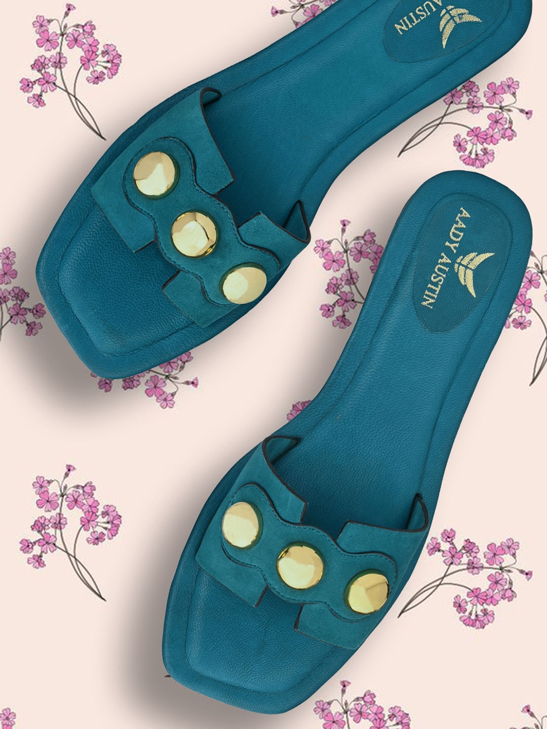 

AADY AUSTIN Women Blue Embellished Open Toe Flats