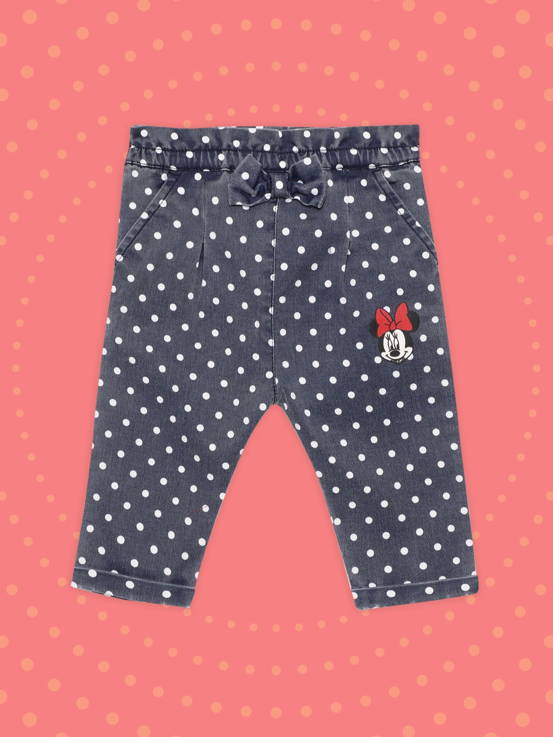 

YK Disney Infant Girls Blue Printed Pure Cotton Regular Trousers
