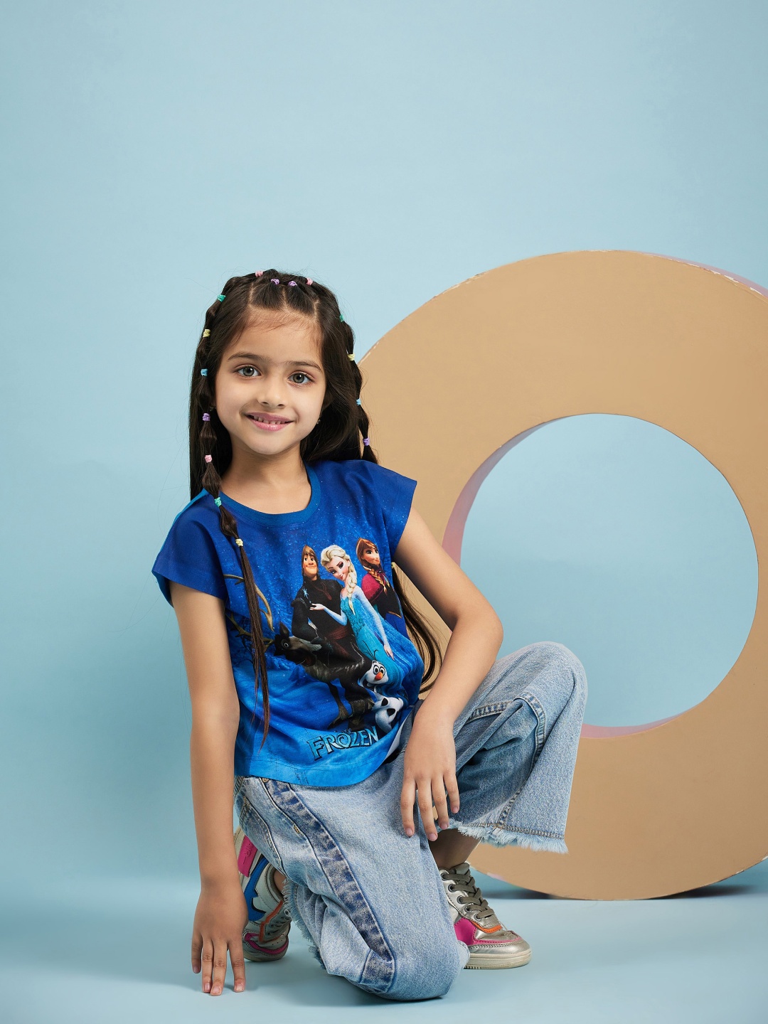 

Disney by Wear Your Mind Girls Blue Frozen Printed Top