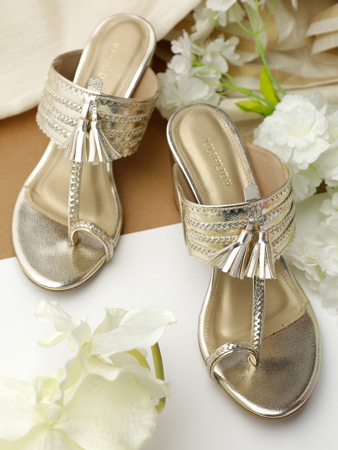 

Vishudh Women Gold-Toned Embellished Heels