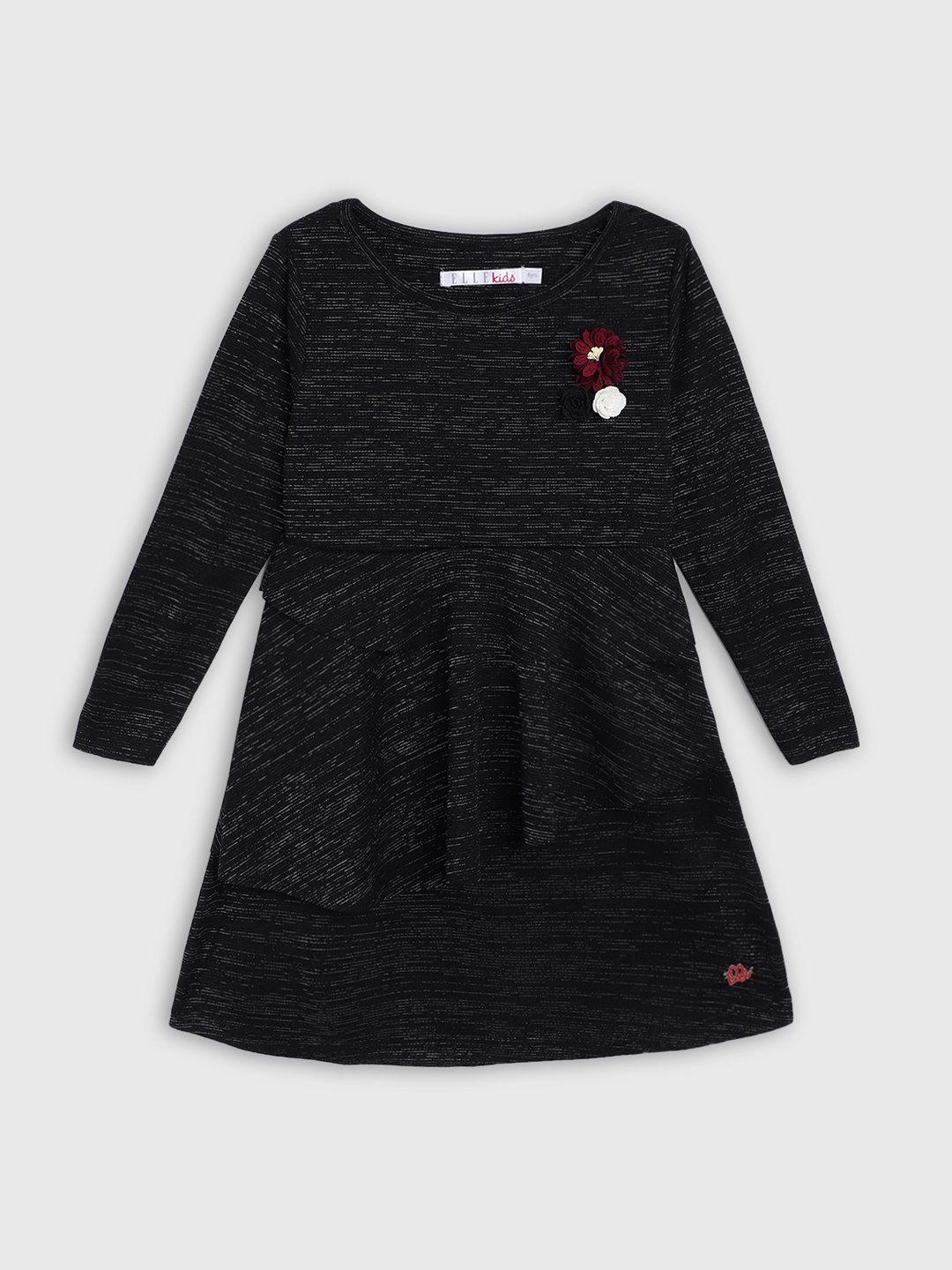

ELLE Girls Black Self Design A-Line Dress