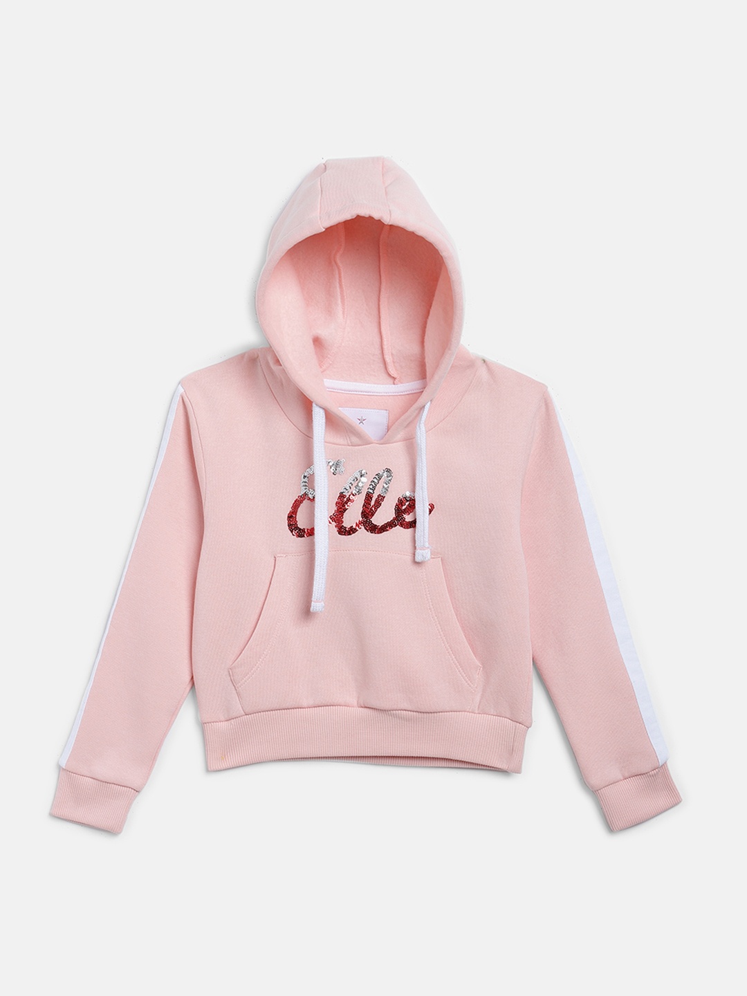 

ELLE Girls Pink & Red Sequin Embellished Hooded Sweatshirt