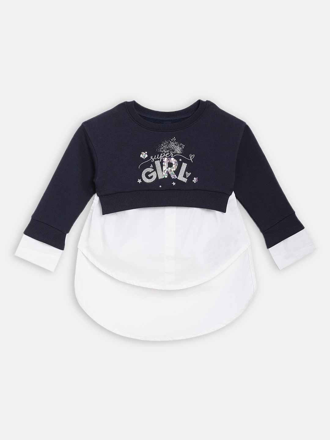 

Blue Giraffe Girls Navy Blue Colourblocked Sweatshirt