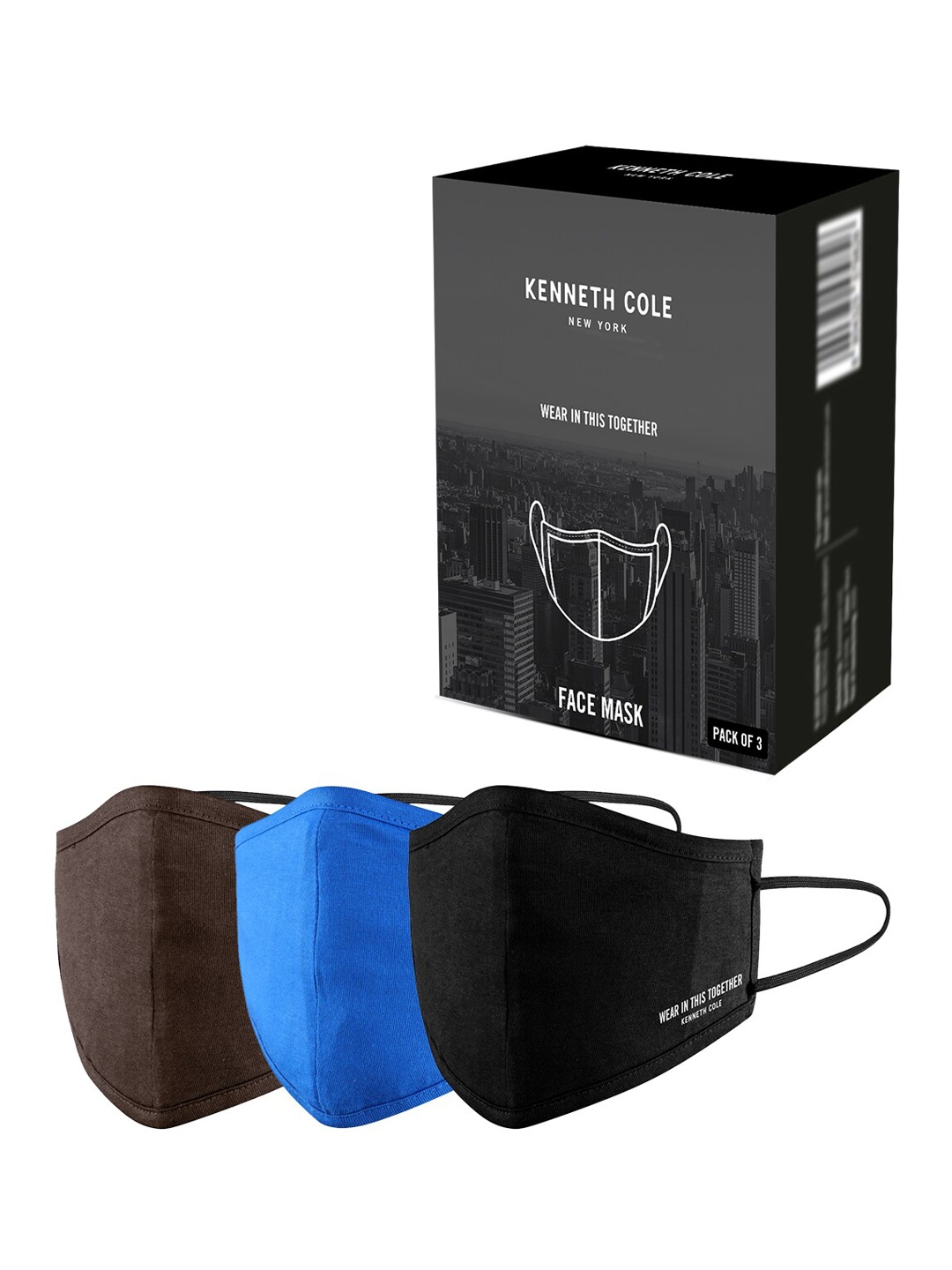 

Kenneth Cole Unisex 3 Pcs Solid Reusable 6-Ply Outdoor Protective Masks, Blue