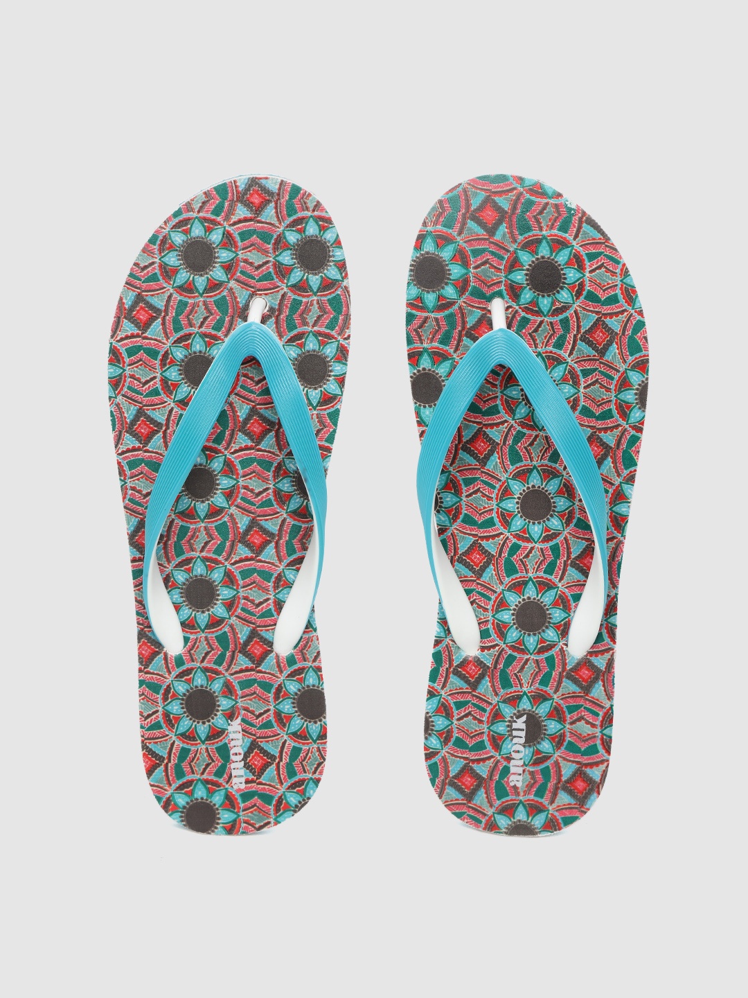 

Anouk Women Blue & Red Ethnic Motifs Print Thong Flip-Flops