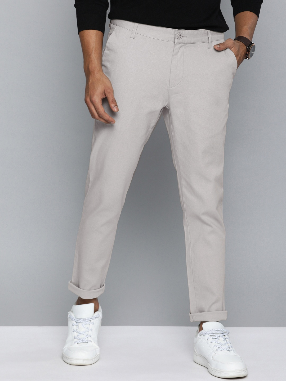 

Mast & Harbour Men Beige Regular Fit Solid Chinos