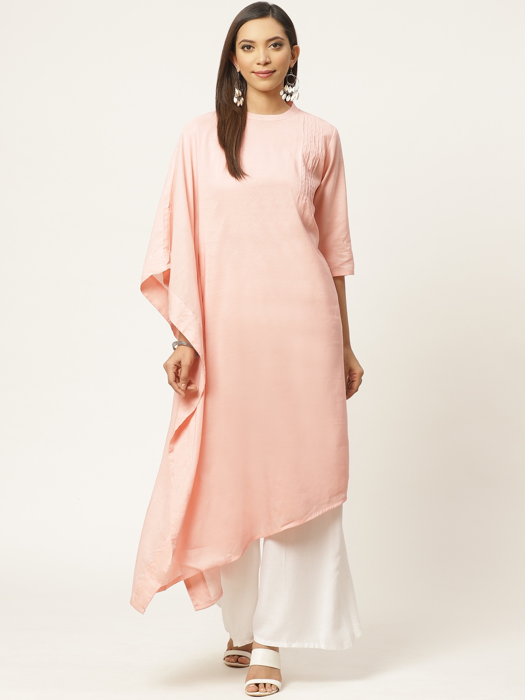 

ZIZO By Namrata Bajaj Women Peach-Coloured Solid Straight Kurta
