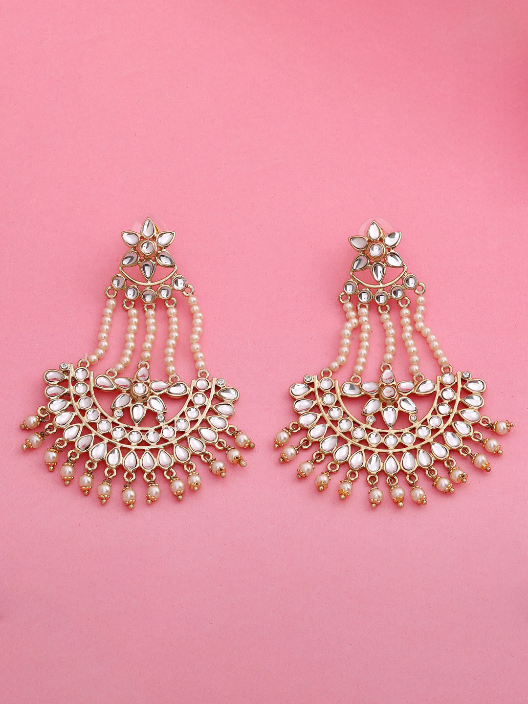 

Estele Gold-Toned & White Contemporary Chandbalis