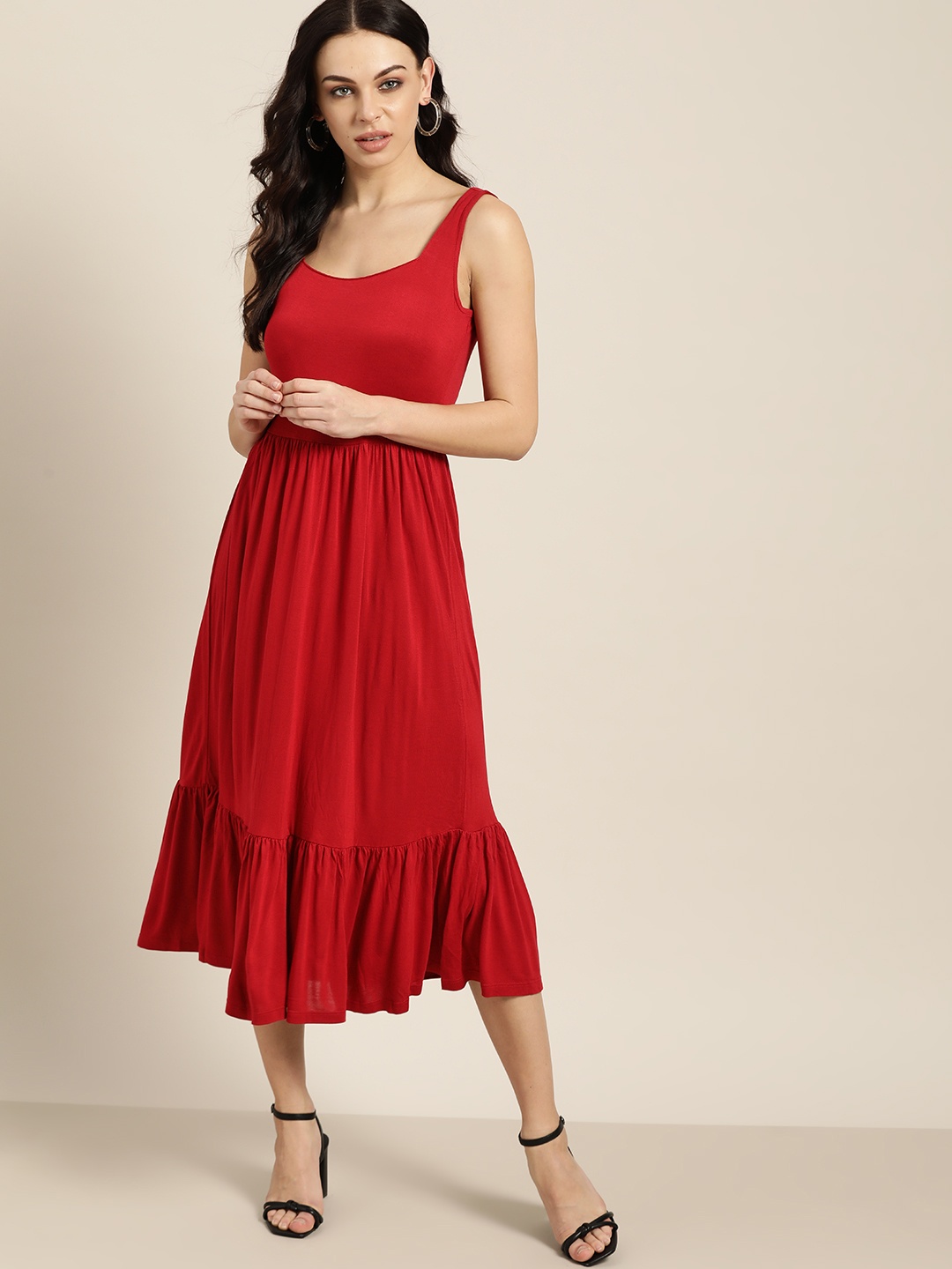 

all about you Women Red Solid A-Line Dress
