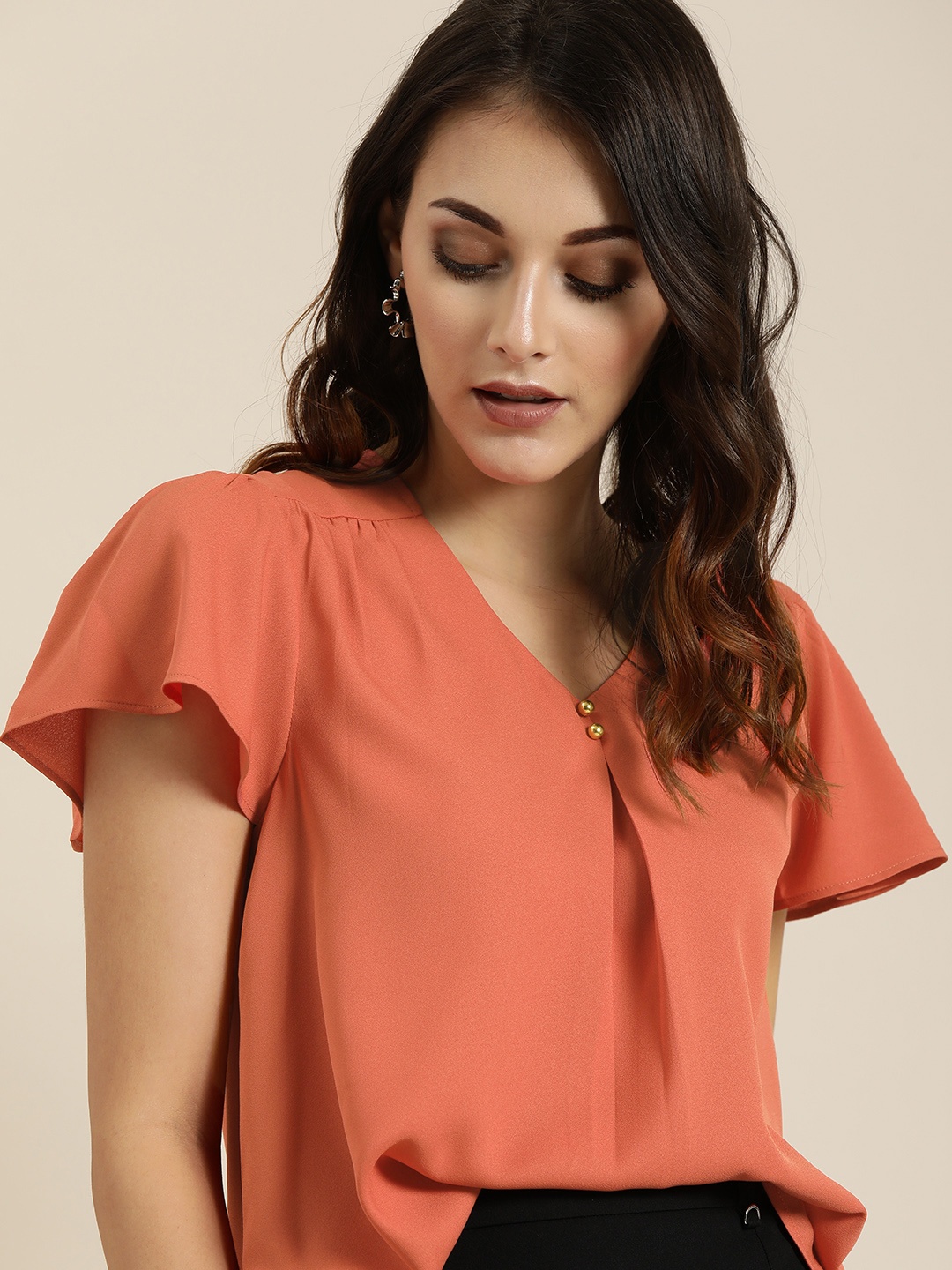 

all about you Women Coral Solid Top