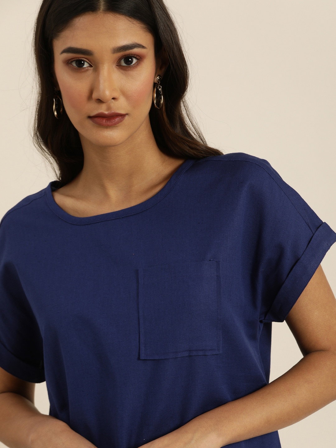 

all about you Navy Blue Pure Cotton Top