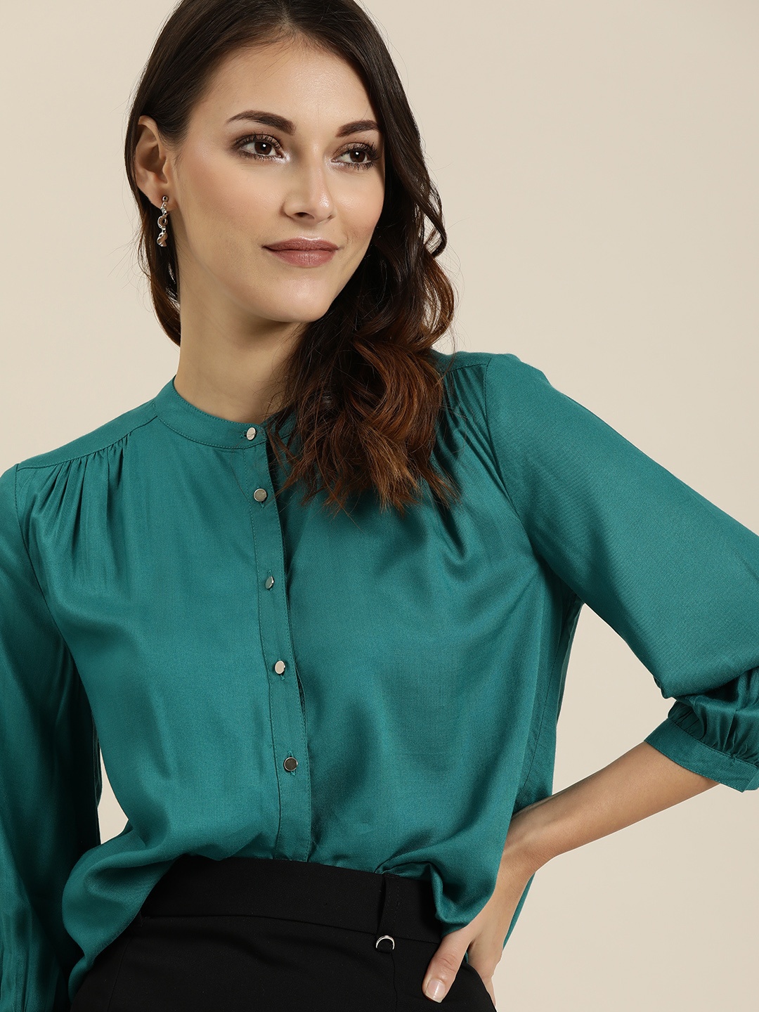 

all about you Women Teal Blue Solid Top